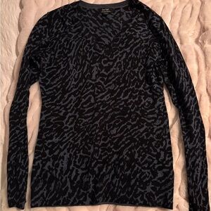Lord & Taylor Black and Blue Merino Sweater